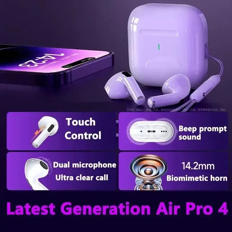 AIR PRO 4 Wireless Earbuds — Premium Sound & Active Noise Cancellation

Description: Experience music the way it was meant to be heard. AIR PRO 4 earbuds deliver rich, clear audio with deep bass and crisp highs. Featuring a